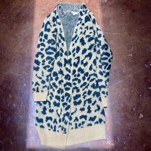 Nordstrom BP Leopard Print Long Open-Front Sweater Cardigan XS
